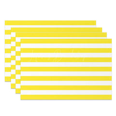 Lofaris Fluorescent Yellow White Stripe Set Of 4 Placemats