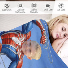 Lofaris Flying Strong Hero Cobweb City Custom Photo Blanket