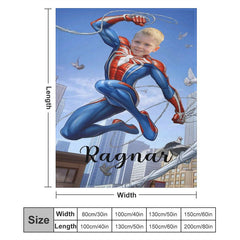 Lofaris Flying Strong Hero Cobweb City Custom Photo Blanket