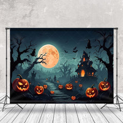 Lofaris Foggy Forest Pumpkin Witch Spooky Halloween Backdrop