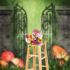 Lofaris Foggy Grass Gate Mushroom Spring Photoshoot Backdrop