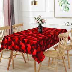 Lofaris Folded Romantic Red Hearts Rectangle Tablecloth