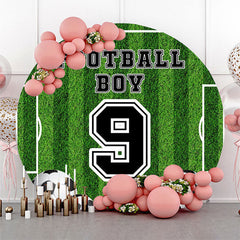 Lofaris Football Boy Field Round 9th Birthday Party Backdrop