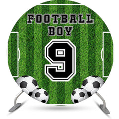 Lofaris Football Boy Field Round 9th Birthday Party Backdrop