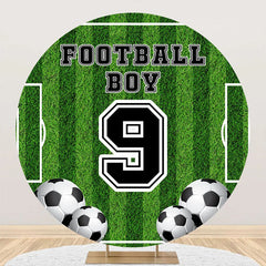 Lofaris Football Boy Field Round 9th Birthday Party Backdrop