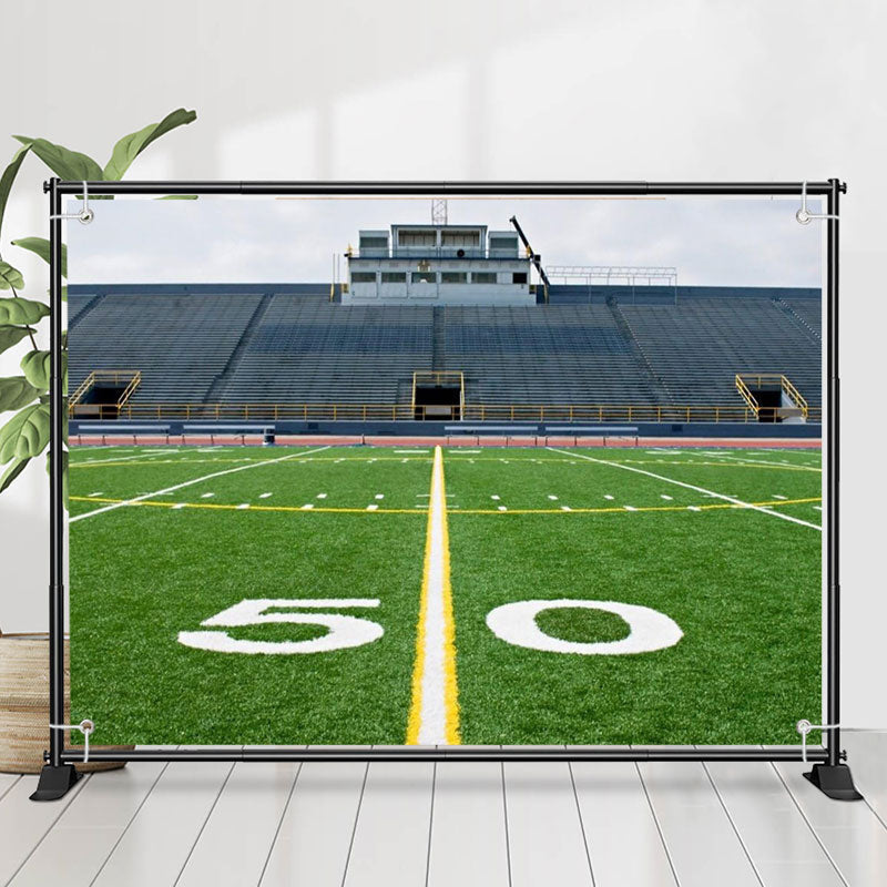 Lofaris Football Field Lines Real Shot Scene Sport Backdrop