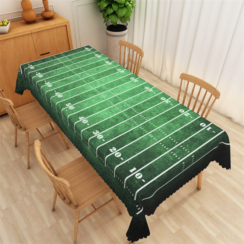 Lofaris Football Field Sport Green Line Party Tablecloth