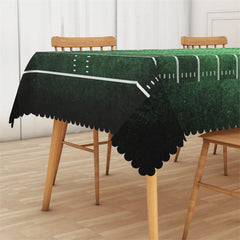 Lofaris Football Field Sport Green Line Party Tablecloth