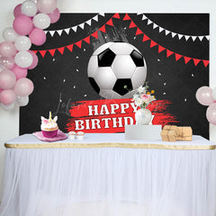 Lofaris Football Flag Black Happy Birthday Backdrop For Boy