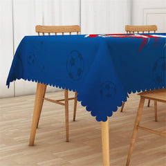 Lofaris Football Game Blue And White Rectangle Tablecloth