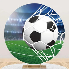 Lofaris Football In Goal Stadium Boy Round Birthday Backdrop