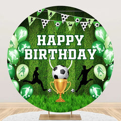 Lofaris Football Man Prize Green Balloon Flag Round Backdrop