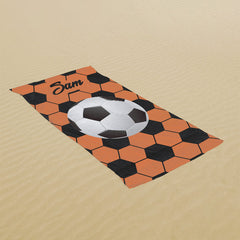 Lofaris Football Pattern Custom Name Beach Towel for Boy