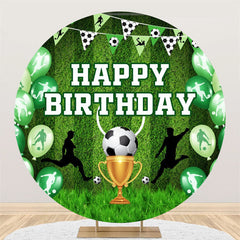 Lofaris Football Turf Green Round Happy Birthday Backdrop