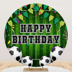 Lofaris Football Turf Sport Round Happy Birthday Backdrop