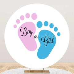 Lofaris Footprint Boy Or Girl Round Gender Reveal Backdrop