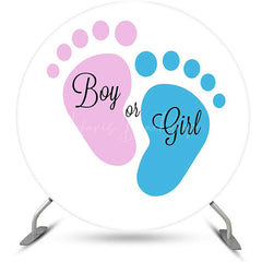 Lofaris Footprint Boy Or Girl Round Gender Reveal Backdrop