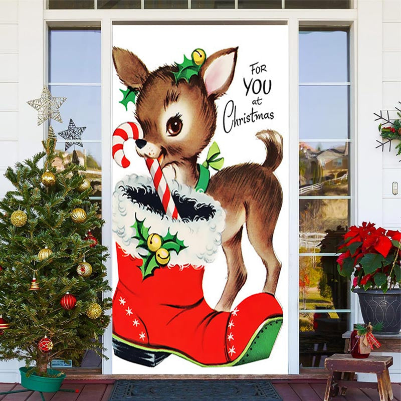 Lofaris For You At Christmas Elk Red Boot Door Cover Decor