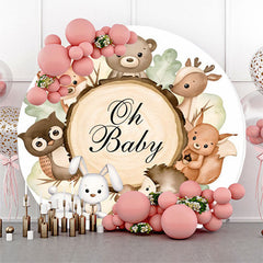 Lofaris Forest Animal Oh Baby Shower Party Round Backdrop