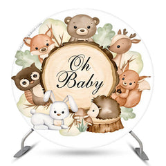 Lofaris Forest Animal Oh Baby Shower Party Round Backdrop