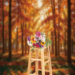 Lofaris Forest Autumn Leaves Sunshine Photo Backdrop