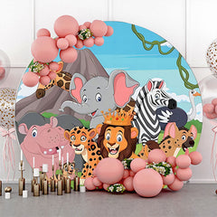 Lofaris Forest Mountain Animlas Round Backdrop For Birthday