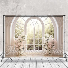 Lofaris Forest Outside White Window Spring Photo Backdrop