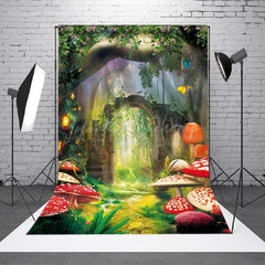 Lofaris Forest Path Floral Gate Mushroom Photo Booth Backdrop