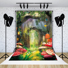 Lofaris Forest Path Floral Gate Mushroom Photo Booth Backdrop