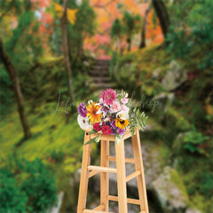 Lofaris Forest Path Stone Steps Spring Photography Backdrop