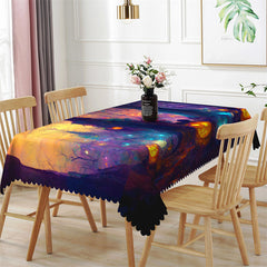 Lofaris Forest Pumpkin Lantern Mystical Halloween Tablecloth