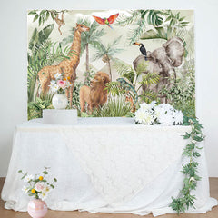 Lofaris Forest Safari Wild Animals Trees Birthday Backdrop