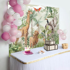 Lofaris Forest Safari Wild Animals Trees Birthday Backdrop