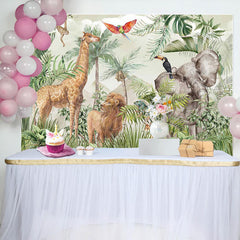 Lofaris Forest Safari Wild Animals Trees Birthday Backdrop