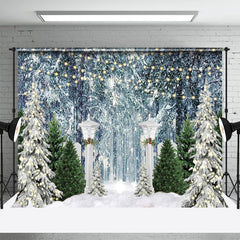 Lofaris Forest Scene Pine Trees Light Snow Winter Backdrop