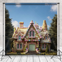 Lofaris Forest Sky Candy House Scenery Cake Smash Backdrop