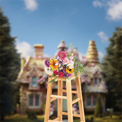 Lofaris Forest Sky Candy House Scenery Cake Smash Backdrop