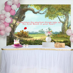 Lofaris Forest Trees Red Slogan Greenery Birthday Backdrop