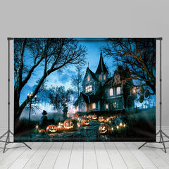 Lofaris Forest Villa Pumpkin Dark Color Halloween Holiday Backdrop