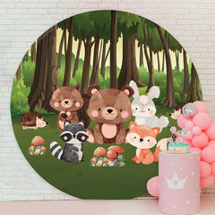 Lofaris Forest Wild Safari 1st Birthday Round Backdrop Cover