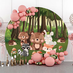 Lofaris Forest Wild Safari 1st Birthday Round Backdrop Cover