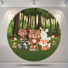 Lofaris Forest Wild Safari 1st Birthday Round Backdrop Cover