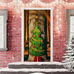 Lofaris Forest Xmas Tree Bokeh Merry Christmas Door Cover