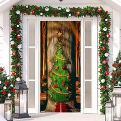 Lofaris Forest Xmas Tree Bokeh Merry Christmas Door Cover