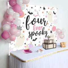 Lofaris Fourever Spooky Cute Boo Halloween Birthday Backdrop