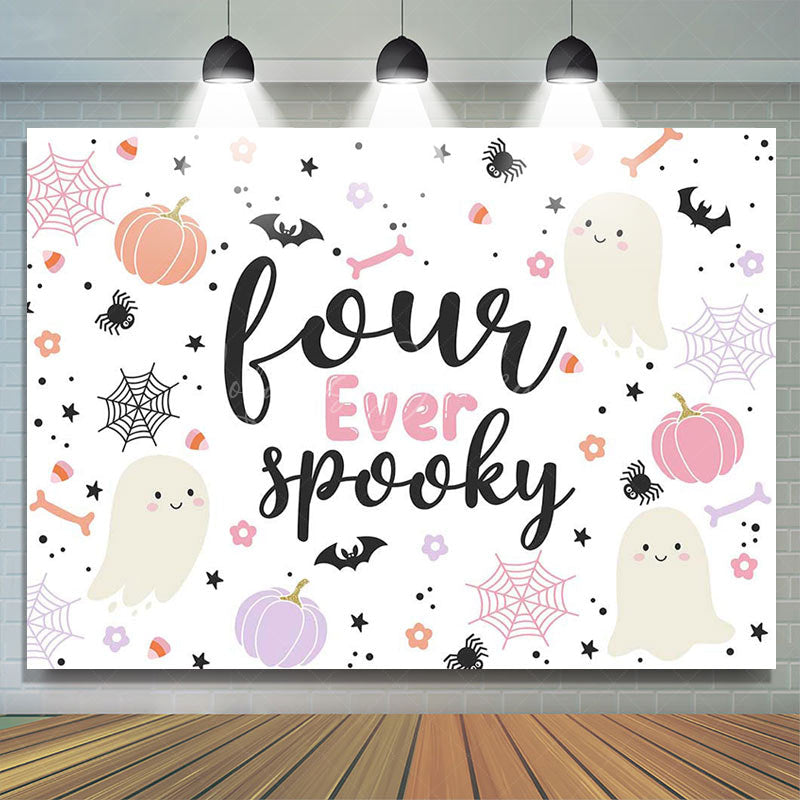 Lofaris Fourever Spooky Cute Boo Halloween Birthday Backdrop