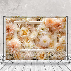 Lofaris Frame White Pink Floral Photography Cloth Backdrop