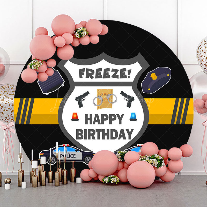 Lofaris Freeze Police Caps Car Black Round Birthday Backdrop