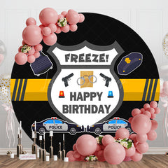 Lofaris Freeze Police Caps Car Black Round Birthday Backdrop