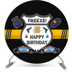 Lofaris Freeze Police Caps Car Black Round Birthday Backdrop